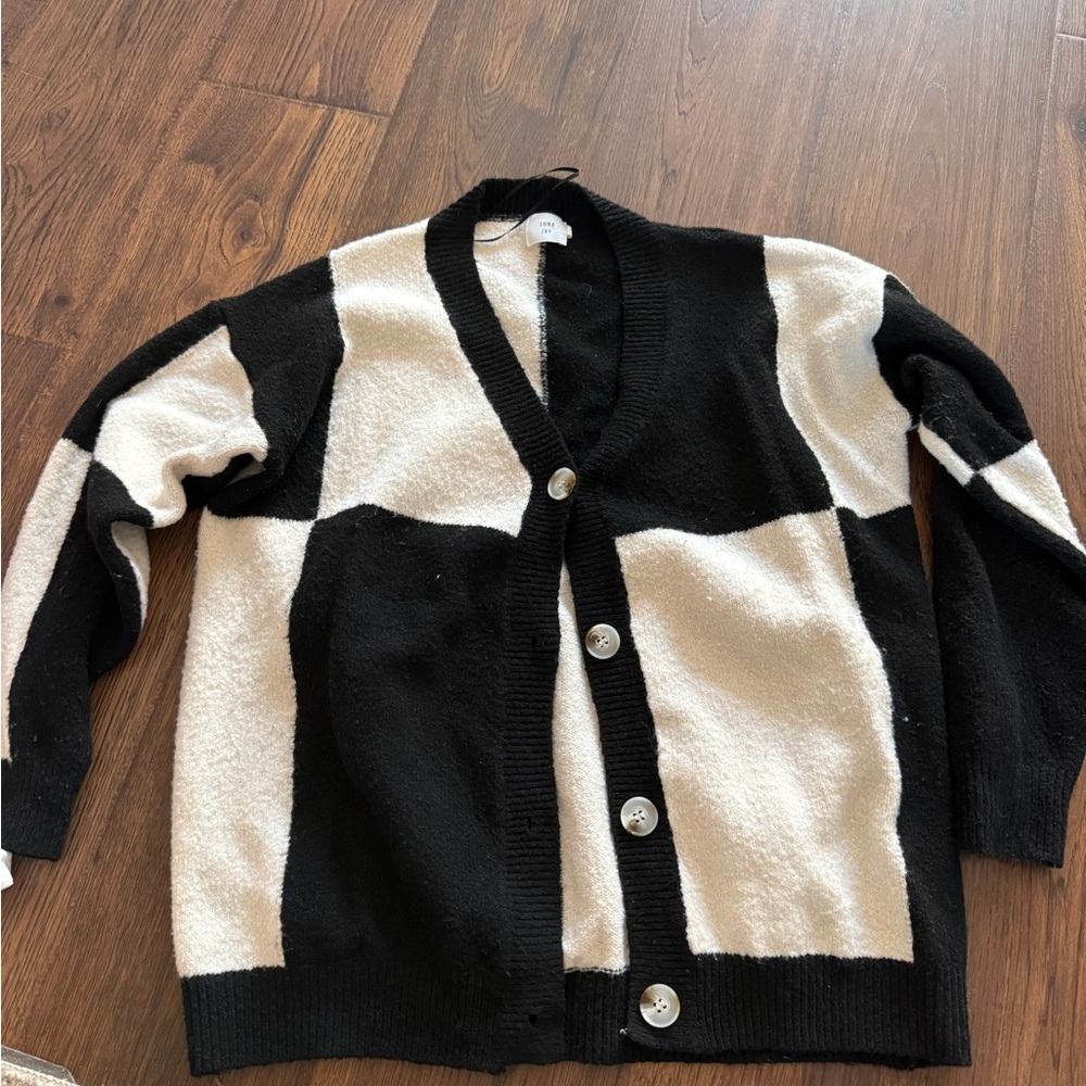 Elegant Black and Cream Women's Cardigan